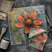 Rustieke Grunge Roze Madeliefje Abstracte Bloemend Tissuepapier