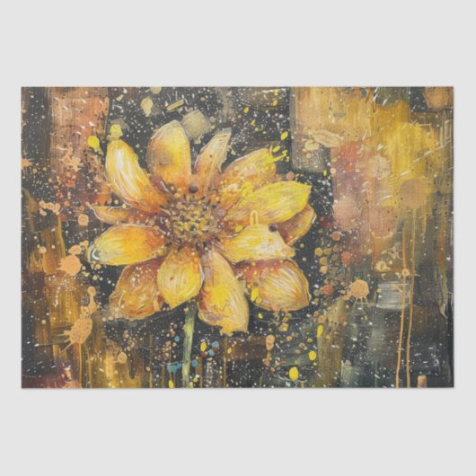 Rustieke Grunge Zonnebloem Abstracte Bloemen Decou Tissuepapier (Voorkant)