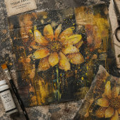 Rustieke Grunge Zonnebloem Abstracte Bloemendecoup Tissuepapier
