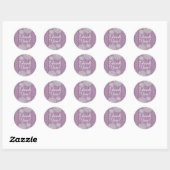 Rustieke haakdoilies op Paarse hout Dank u Ronde Sticker (Vel)