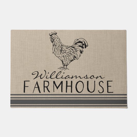Rustieke Haan Boerderij Familienaam Doormat Deurmat (Voorkant)