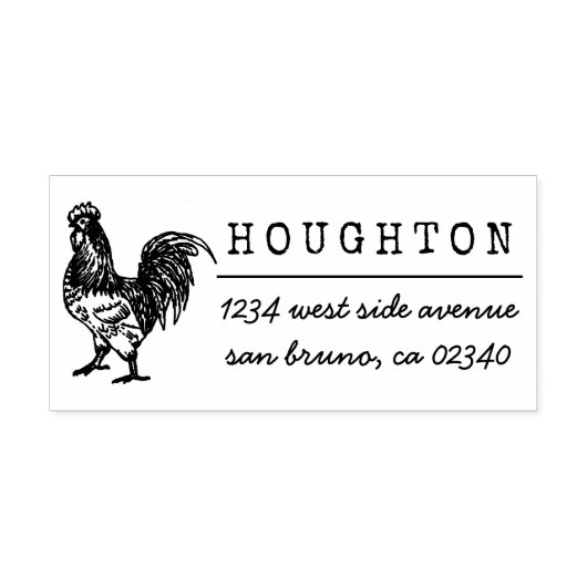 Rustieke haan familienaam retour adres rubberstempel (Afrduk)