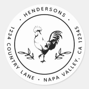 Rustieke Haan Rond Retouradres Ronde Sticker