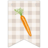 Rustieke haas en wortel vrolijk Pasen beige geruit Vlaggetjes (Eerste vlag)