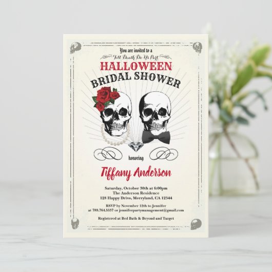 Rustieke Halloween bruids douche uitnodiging (Staand voorkant)