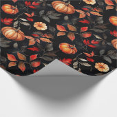 Rustieke Halloween Fall Leaves Pumpkin Cadeaupapier (Hoek)