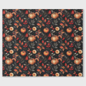 Rustieke Halloween Fall Leaves Pumpkin Cadeaupapier (Vlak)