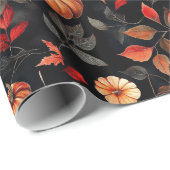 Rustieke Halloween Fall Leaves Pumpkin Cadeaupapier (Rol Hoek)