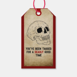 Rustieke  Halloween Skull Invitation Cadeaulabel