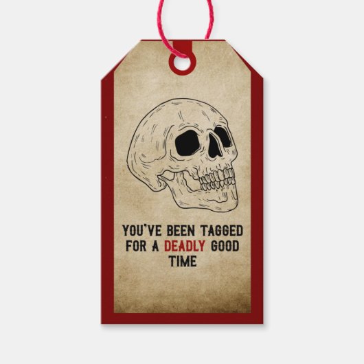 Rustieke  Halloween Skull Invitation Cadeaulabel (Voorkant)