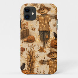 Rustieke Halloween-vogelverschrikker & Pompoen Hoe Case-Mate iPhone Case