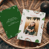 Rustieke Hand-Drawn Mistletoe Pine Kerstfoto Feestdagenkaart