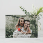 Rustieke Hand Geletterde Script Foto bruiloft Bedankkaart (Staand voorkant)