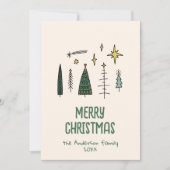 Rustieke Hand Geschilderd Groene Kerstboom Niet-Fo Feestdagenkaart (Voorkant)