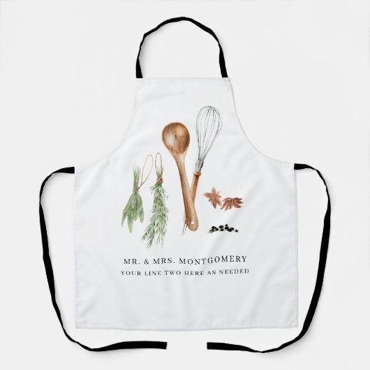 Rustieke Hand geschilderd land keuken Monogram Schort (Voorkant)