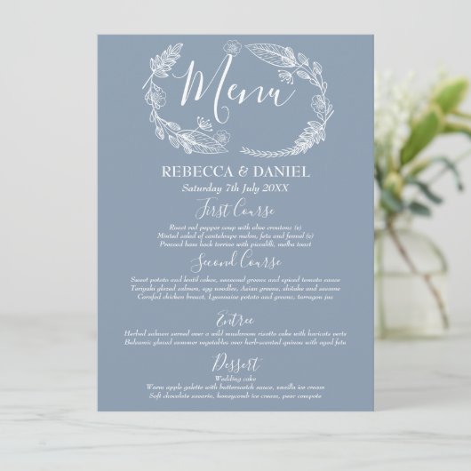 Rustieke Hand-getekende Floral Garland Script brui Menu (Staand voorkant)
