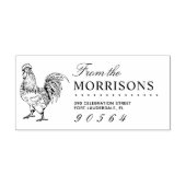 Rustieke Hand getekende haan naam retour adres Rubberstempel (Afrduk)