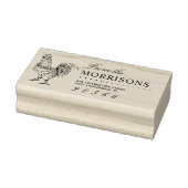 Rustieke Hand getekende haan naam retour adres Rubberstempel (Stempel)