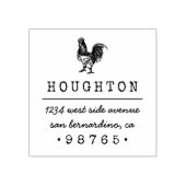 Rustieke Hand-getekende Rooster retour adres Rubberstempel (Afrduk)