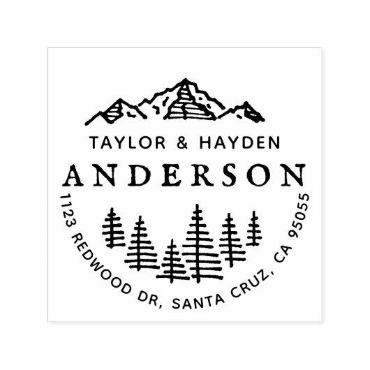 Rustieke Hand-getrokken berg retour adres van het  Zelfinktende Stempel (Design)