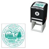 Rustieke Hand-getrokken Berg Ronde Retouradres Zelfinktende Stempel (In situ)