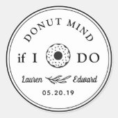 Rustieke hand getrokken donut geest als ik bruilof ronde sticker (Voorkant)