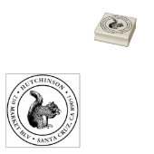 Rustieke Hand-getrokken Eekhoorn Rond Terugkeeradr Rubberstempel (Gestempeld)
