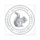 Rustieke Hand-getrokken Eekhoorn Rond Terugkeeradr Zelfinktende Stempel (Design)