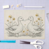 Rustieke Hand Getrokken Ganzen Schets Tissuepapier (Craft)
