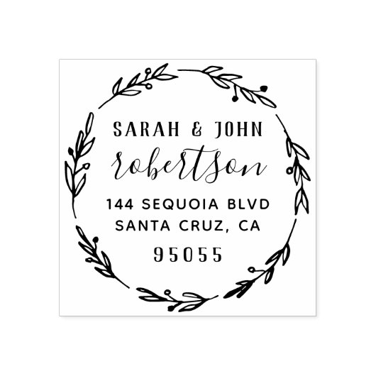 Rustieke Hand getrokken Getrouwd Paar Retouradres Rubberstempel (Afrduk)