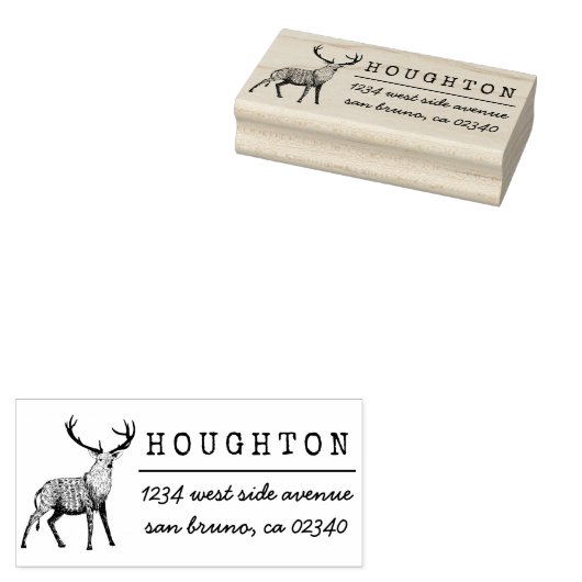 Rustieke Hand getrokken herten familienaam retoura Rubberstempel (Gestempeld)