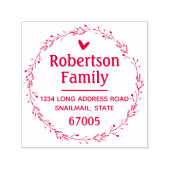 Rustieke Hand getrokken krans en hart retour adres Zelfinktende Stempel (Design)