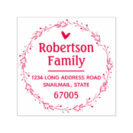 Rustieke Hand getrokken krans en hart retour adres Zelfinktende Stempel