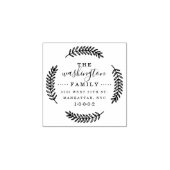 Rustieke Hand getrokken krans familie retour adres Rubberstempel (Afrduk)