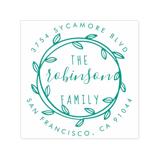Rustieke Hand getrokken krans familie retour adres Zelfinktende Stempel (Design)