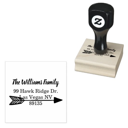 Rustieke Hand getrokken pijl retour adres houten k Rubberstempel (Gestempeld)