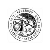 Rustieke Hand-getrokken Tent Ronde Retouradres Rubberstempel (Afrduk)