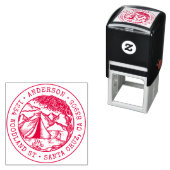 Rustieke Hand-getrokken Tent Ronde Retouradres Zelfinktende Stempel (In situ)