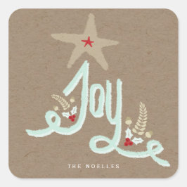 Rustieke Hand Lettered Joy Kraft Holiday Sticker