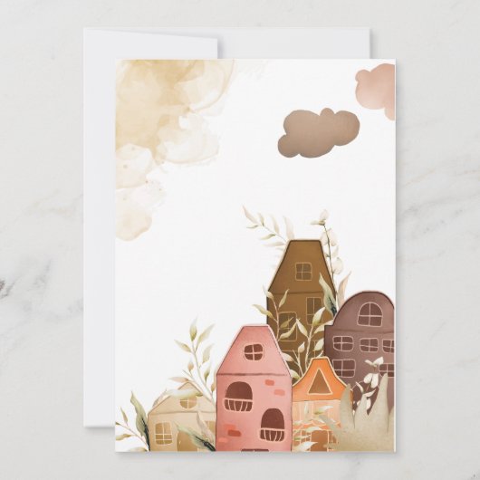 Rustieke Hand Tekening Housewarming Party Kaart (Achterkant)