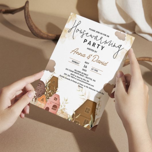 Rustieke Hand Tekening Housewarming Party Kaart
