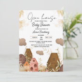 Rustieke Hand Tekening Open Huis Baby shower Kaart (Staand voorkant)