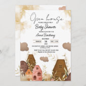 Rustieke Hand Tekening Open Huis Baby shower Kaart (Voorkant / Achterkant)