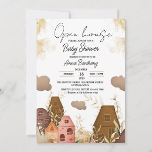 Rustieke Hand Tekening Open Huis Baby shower Kaart