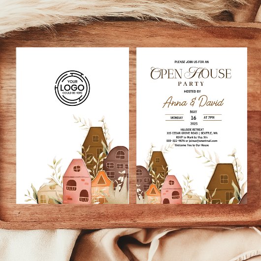 Rustieke Hand Tekening Open Huis Business Logo Kaart