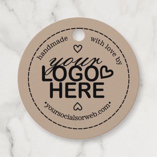Rustieke handgemaakt met liefde Custom Logo QR Cod Bedankjes Labels (Voorkant)