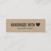 Rustieke handgemaakt met liefde hart kraft sociale mini visitekaartje (Voorkant)