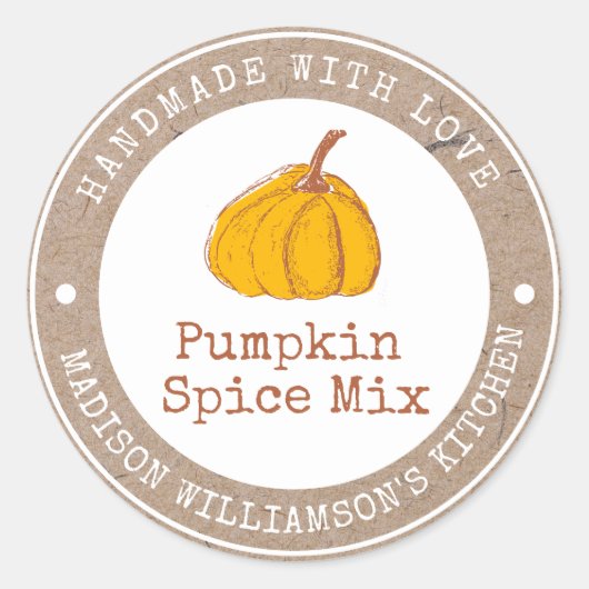 Rustieke handgemaakt met liefde | Pumpkin Spice La Ronde Sticker (Voorkant)