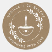 Rustieke handgemaakt met liefde Whisky Bakkerij Bu Ronde Sticker (Voorkant)