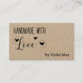 Rustieke Handgemaakt met Love Heart Kraft Visitekaartje (Voorkant)